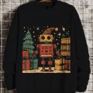 Men's Christmas Tree Robot And Gifts Print Cotton Casual Sweatshirt