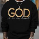 Men's God Is In Control Print Cotton Casual Sweatshirt