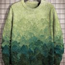 Men's Gradient Watercolor Art Print Knit Sweatshirt