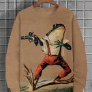 Men's Hippie Frog With A Gun Art Print Casual Sweatshirt