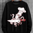 Men's Japanese Octopus Chef Print Casual Sweatshirt