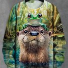 Men's Otter And Frog Hippie Print Casual Sweatshirt