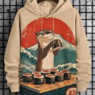 Men's Otter Makes Sushi Art Print Hooded Sweatshirt