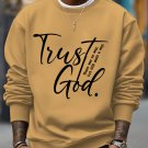 Men's Trust God Print Casual Sweatshirt