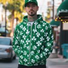 Men's Lucky Clover All Over Print Hooded Zip Up Jacket