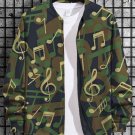 Men's Music Note Camouflage Print Casual Zip Up Jacket