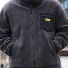 Men's Plain Stand-up Collar Drawstring Zip Up Casual Jacket