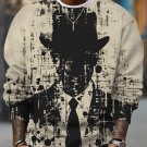 Men's Abstract Art Vintage Gentleman Print Casual Sweatshirt