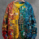 Men's Abstract Trumpet Art Print Knit Sweatshirt