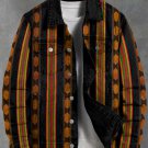 Men's African Ethnic Tribe Kente Art Print Denim-Like Long Sleeve Shirt