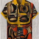 Men's African Portrait Abstract Art Print Linen Blend Shirt