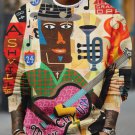 Men's African Tribal Guitarist Music City Art Print Casual Sweatshirt