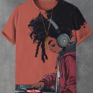 Men's Afro Music Lover Print Casual T-Shirt