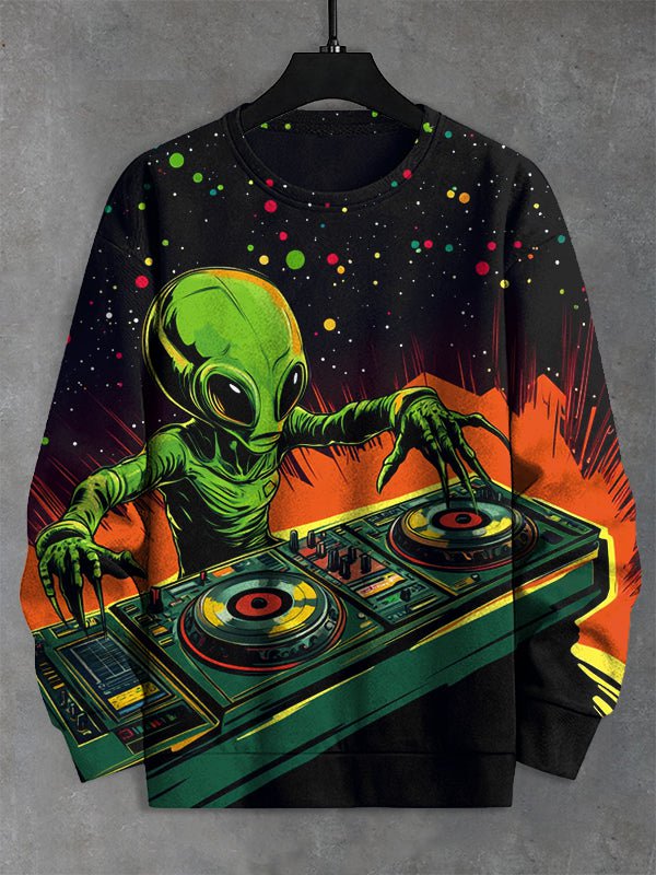 Men's Alien DJ Art Print Casual Sweatshirt