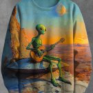 Men's Alien Playing Guitar Sci-Fi Art Print Casual Sweatshirt