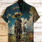 Men's Aliens And Cows Fantasy Art Print Casual Shirt