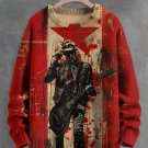 Men's Anarchy Punk Rock Skeleton Print Knit Sweatshirt