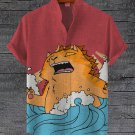 Men's Angry Cat Waves Art Print Shirt