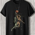 Men's Astronaut Playing Basketball Art Print Casual T-Shirt