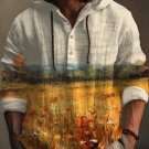 Men's Autumn Atmosphere Rural Oil Painting Print Hooded Shirt