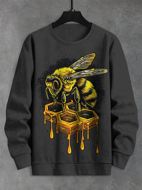 Men's Bee Honeycomb Print Casual Sweatshirt