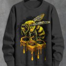 Men's Bee Honeycomb Print Casual Sweatshirt