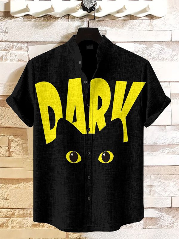 Men's Black Cat In The Dark Night Print Casual Shirt
