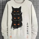 Men's Black Cats Art Print Casual Sweatshirt