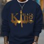 Men's Black King Print Cotton Casual Sweatshirt