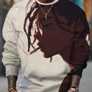 Men's Black Man With Dreadlocks Smoking Print Casual Sweatshirt
