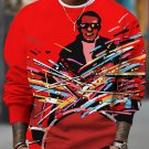 Men's Black Rock Music Oil Painting Print Casual Sweatshirt