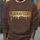 Men's Blacknificent Letter Print Casual Sweatshirt