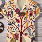 Men's Boho Fun Tree Animal Cartoon Print Vacation Shirt