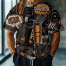 Men's Cartoon Doodle Weightlifting Fitness Pattern Print Drop Shoulder Casual T-Shirt