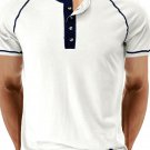 Men's Casual Half Button Short Sleeve Slim Fit Henley T-Shirt
