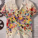 Men's Casual Paint Splatter Art Print Lapel Collar Shirt
