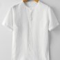 Men's Casual Plain Button Round Neck Short Sleeve Linen T-Shirt