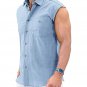 Men's Casual Solid Button Up Turndown Collar Sleeveless Shirt