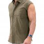Men's Casual Solid Button Up Turndown Collar Sleeveless Shirt