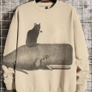 Men's Cat And Whale Art Graphic Print Casual Sweatshirt