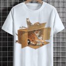 Men's Cat Family Lying In The Box Graphic Print T-Shirt