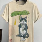Men's Cat Holding Lotus Leaf Umbrella Japanese Art Print T-Shirt