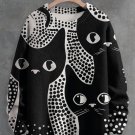 Men's Cat Polka Dot Art Print Knit Sweatshirt