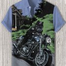 Men's Cat Riding A Motorcycle Art Print Short Sleeve Shirt