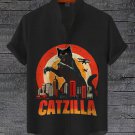 Men's Catzilla Urban Giant Black Cat Graphic Print Shirt