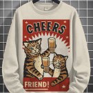 Men's Cheers Friend Art Print Cotton Casual Sweatshirt