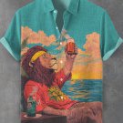 Men's Cheers Sunrise Vacation Reggae Lion Art Print Shirt