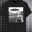 Men's Chicken UFO Alien Flying Saucer Graphic Print Cotton Casual T-Shirt