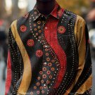 Men's Classic Streamlined Pattern Art Print Corduroy Long Sleeve Shirt
