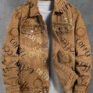 Men's Coffee Pattern Art Print Denim-Like Long Sleeve Shirt